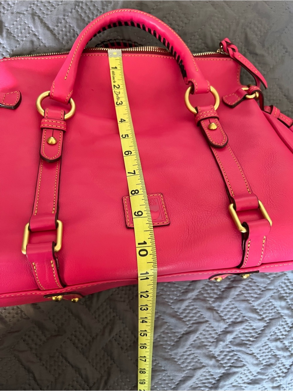 Dooney & Bourke Bright Pink Leather Satchel with Gold Hardware - Picture 10 of 11
